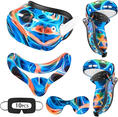 for Oculus Quest 2 Accessories, Relohas VR Accessory Set for Meta Quest 2, Include Controller Grip Leather Cover, VR Shell Cover, Face Cover, The