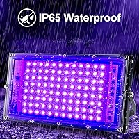 Vista 4 de Luces Negras de 100W, Luz de Inundación de Luz Negra con Enchufe e Interruptor, para Fiesta Fluorescente, Halloween, Póster Fluorescente