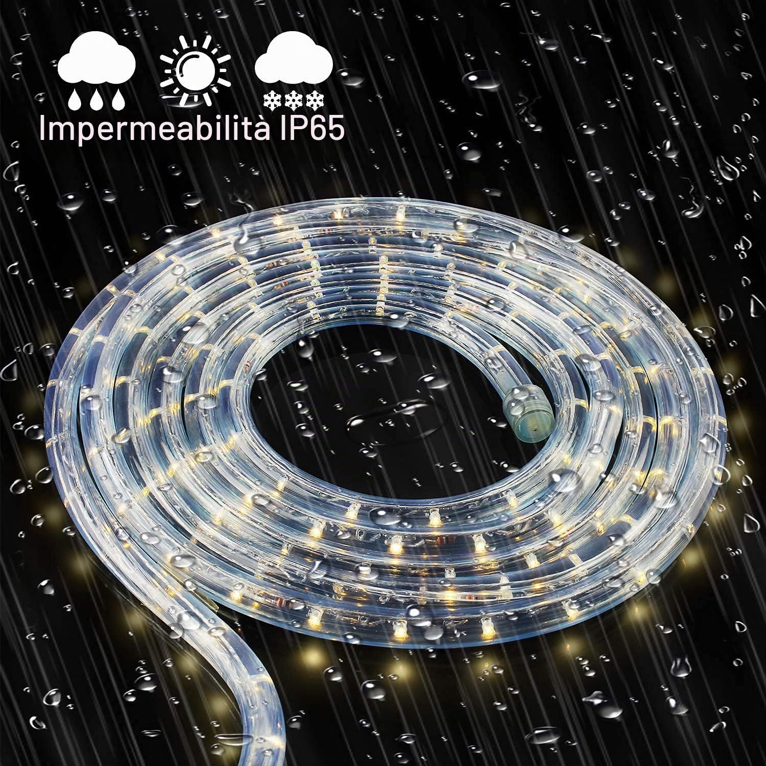Forever Speed 50M Tubo Luminoso a LED Flessibile a 1800 LEDs Tubo per Esterna Interna Bianco Caldo,LED Tubo Luminoso per Natale,Giardino,Decorazione del Tetto e Illuminazione IP65