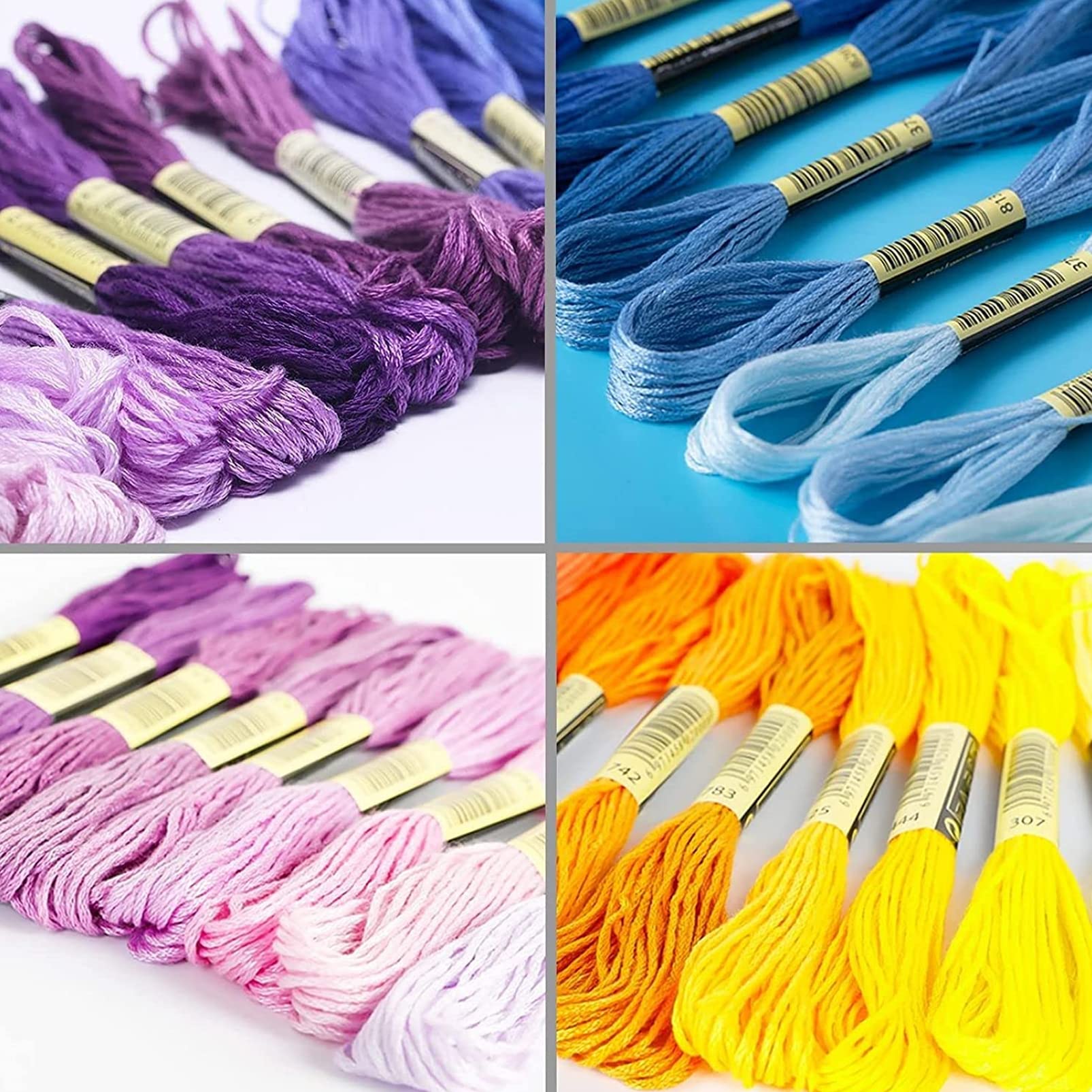 100 Fils à Broder 8m - Coton Multicolore Pour Point De Croix Et Bracelets | Kit Créatif DIY