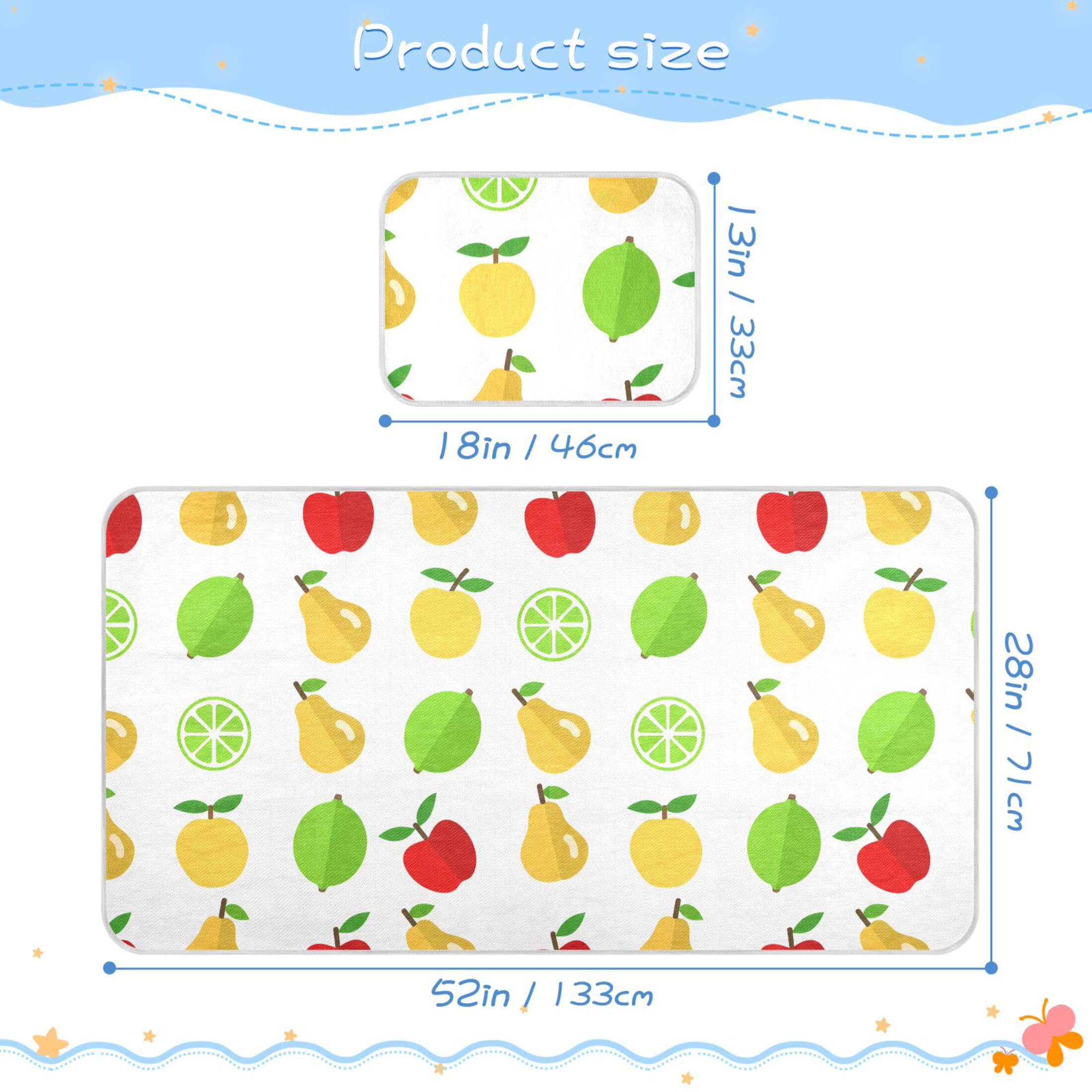 Takiito Fruits Baby Cooling Mattress Pad, Soft & Breathable Cooling Mat Keep Baby Cool in Summer 28x52 in, Nursery Essential