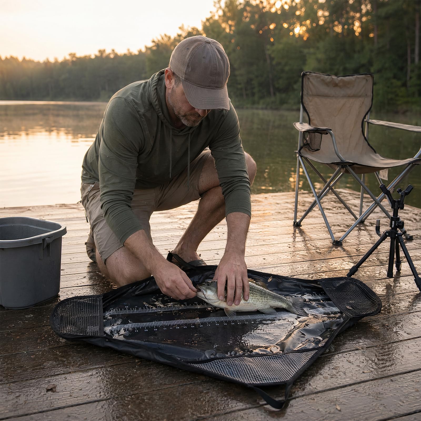 Tapis de pêche à la carpe pliable en PVC étanche
