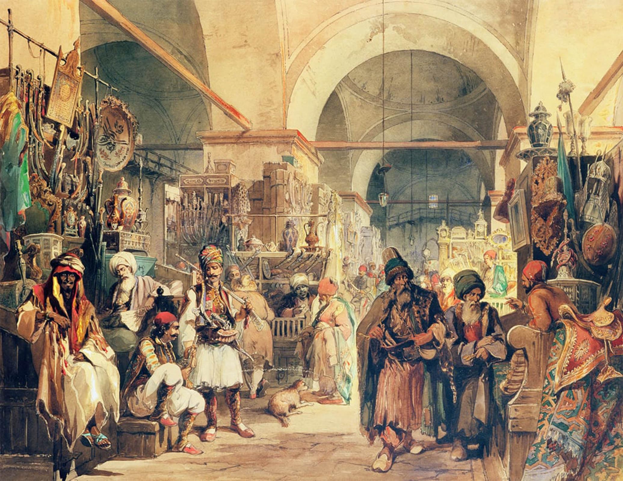 ARTXLXXBN Famous Print Painting Colorful Art Print a Turkish Bazaar by Amadeo Preziosi Canvas Art Decorations for Home Decor 60x90cm