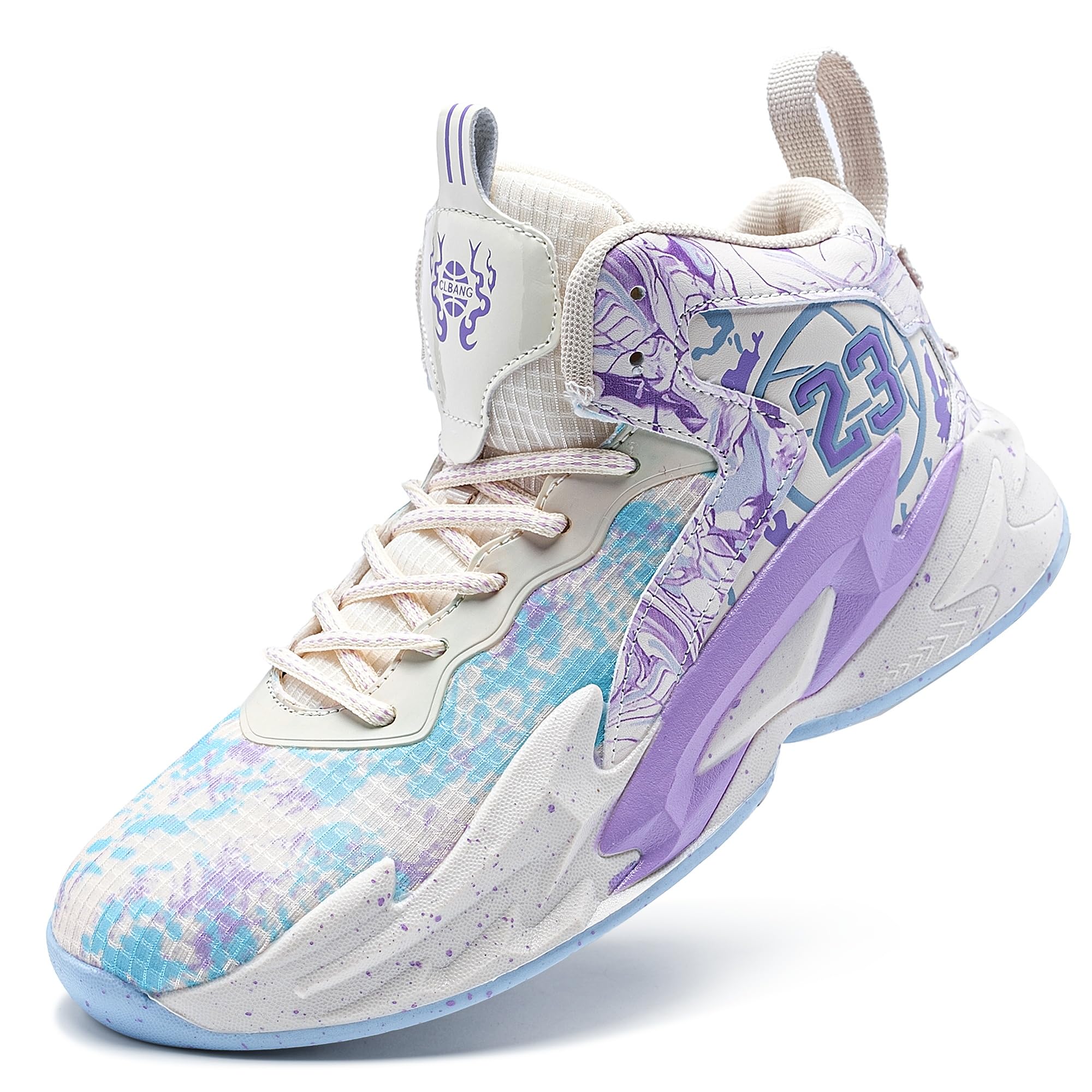 kniaiwx Men's Basketball Shoes Breathable Anti Slip Fashionable Graffiti Training Shoes Outdoor Shoes