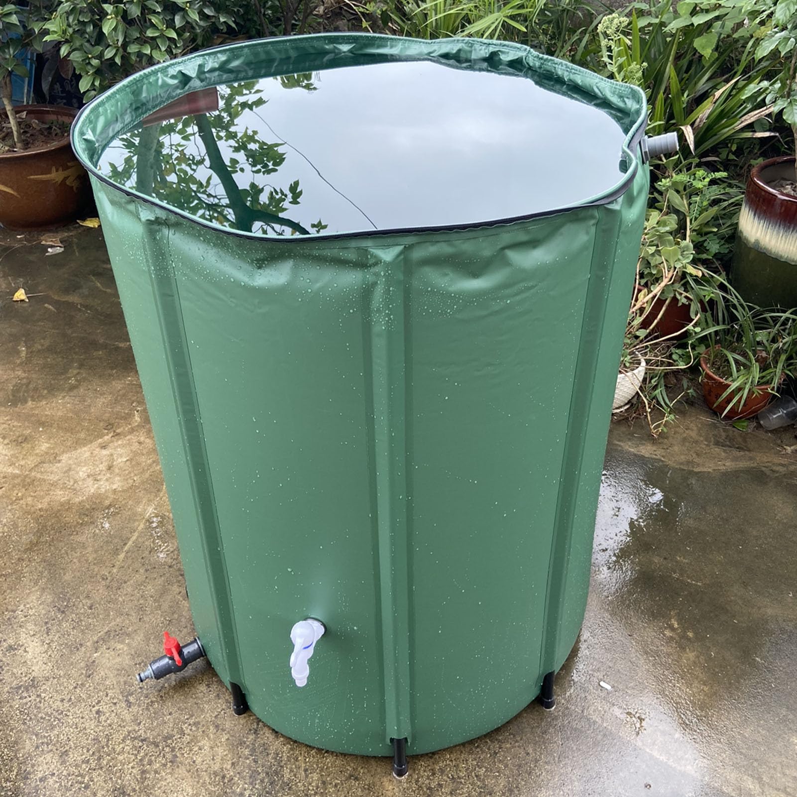 Barril de lluvia plegable – Colector de agua de lluvia de malla de PVC | Barril de lluvia Contenedor de jardín de gran capacidad con colección de lluvia para ahorrar agua