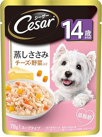 Amazon シーザー パウチ シニア犬用 14歳からの 蒸しささみ チーズ 野菜入り 70g 16個 まとめ買い ドッグフード ウェット シーザー ウェット 通販