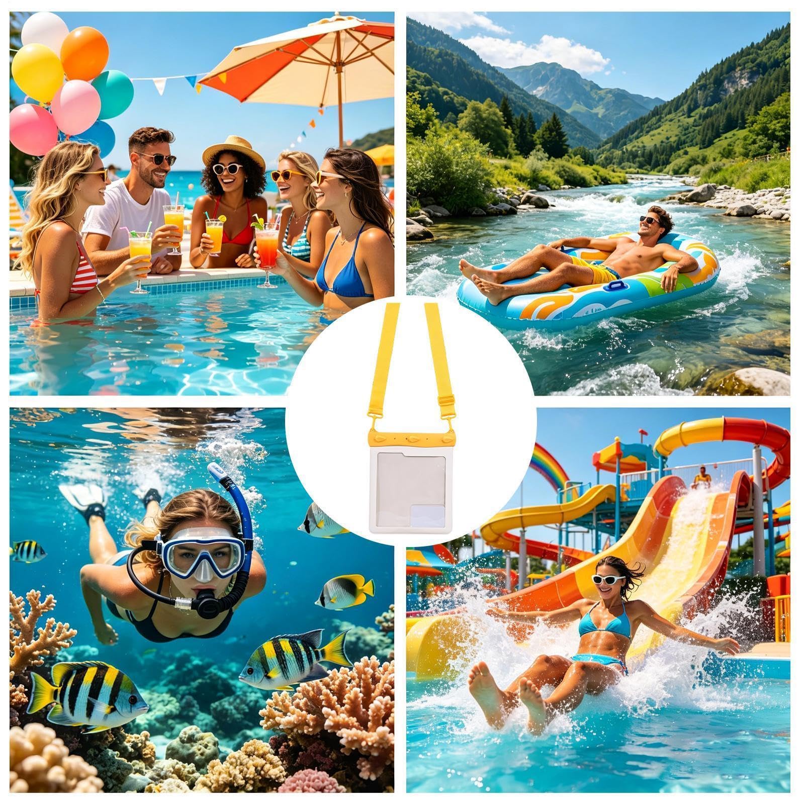 Custodia Impermeabile Telefono Cellulare Borsa Grande con Touchscreen | Custodia Subacquea Per Smartphone Per la Spiaggia e Crociera Viaggio, Rafting Immersioni Snorkeling Nave e Kayak