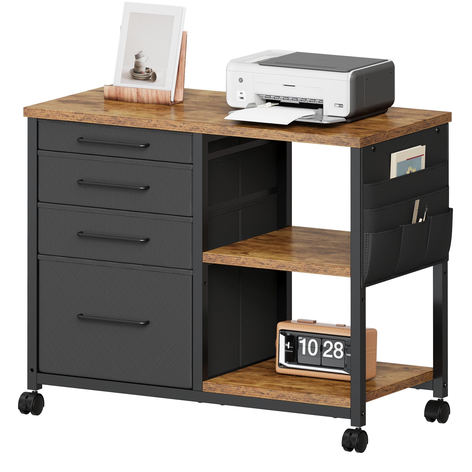 Amazon.co.jp: YeTom サイドキャビネット デスクワゴン 樹脂 布製 袖机