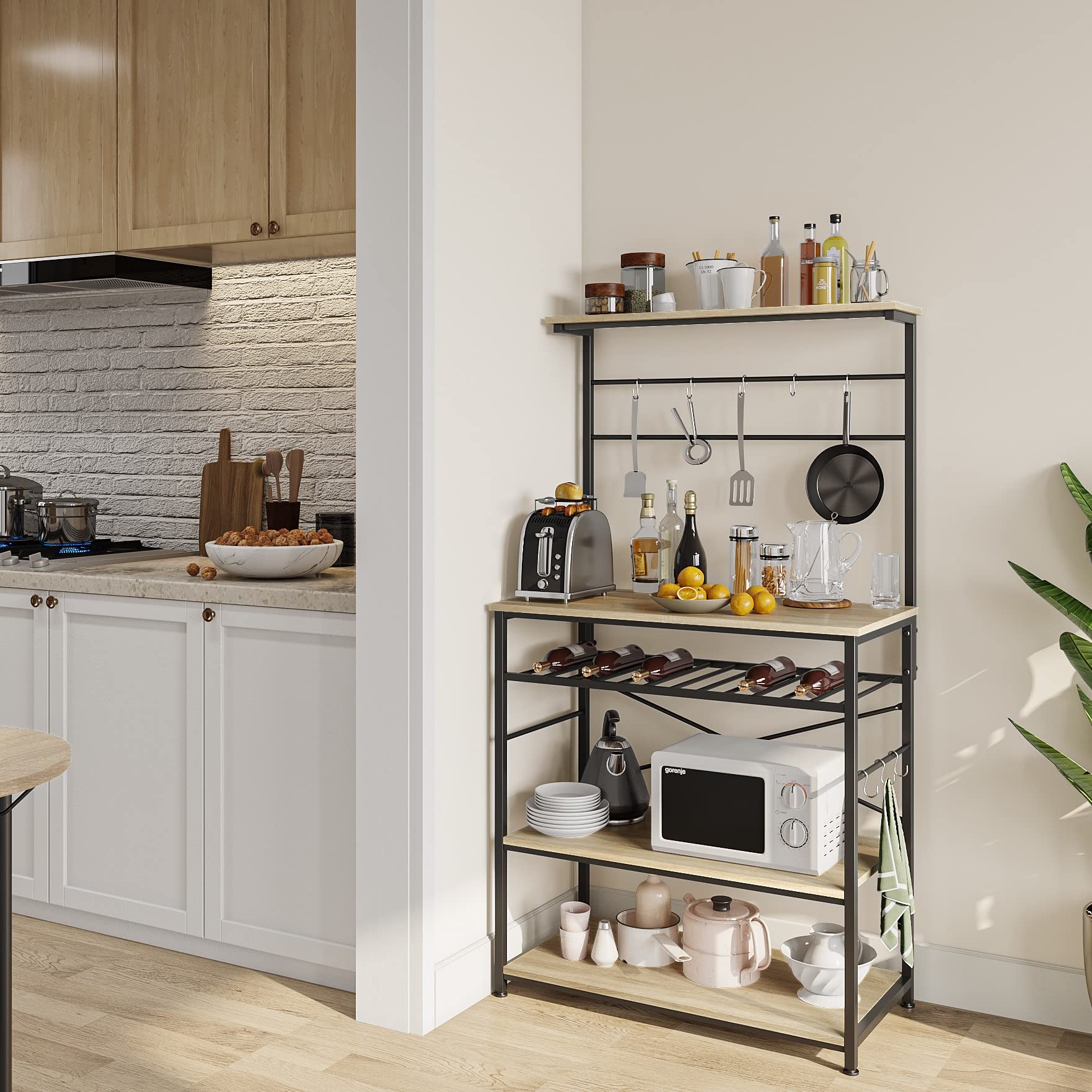 Buy Bestier Kitchen Baker's Rack Utility Storage Shelf with Wine Rack 5