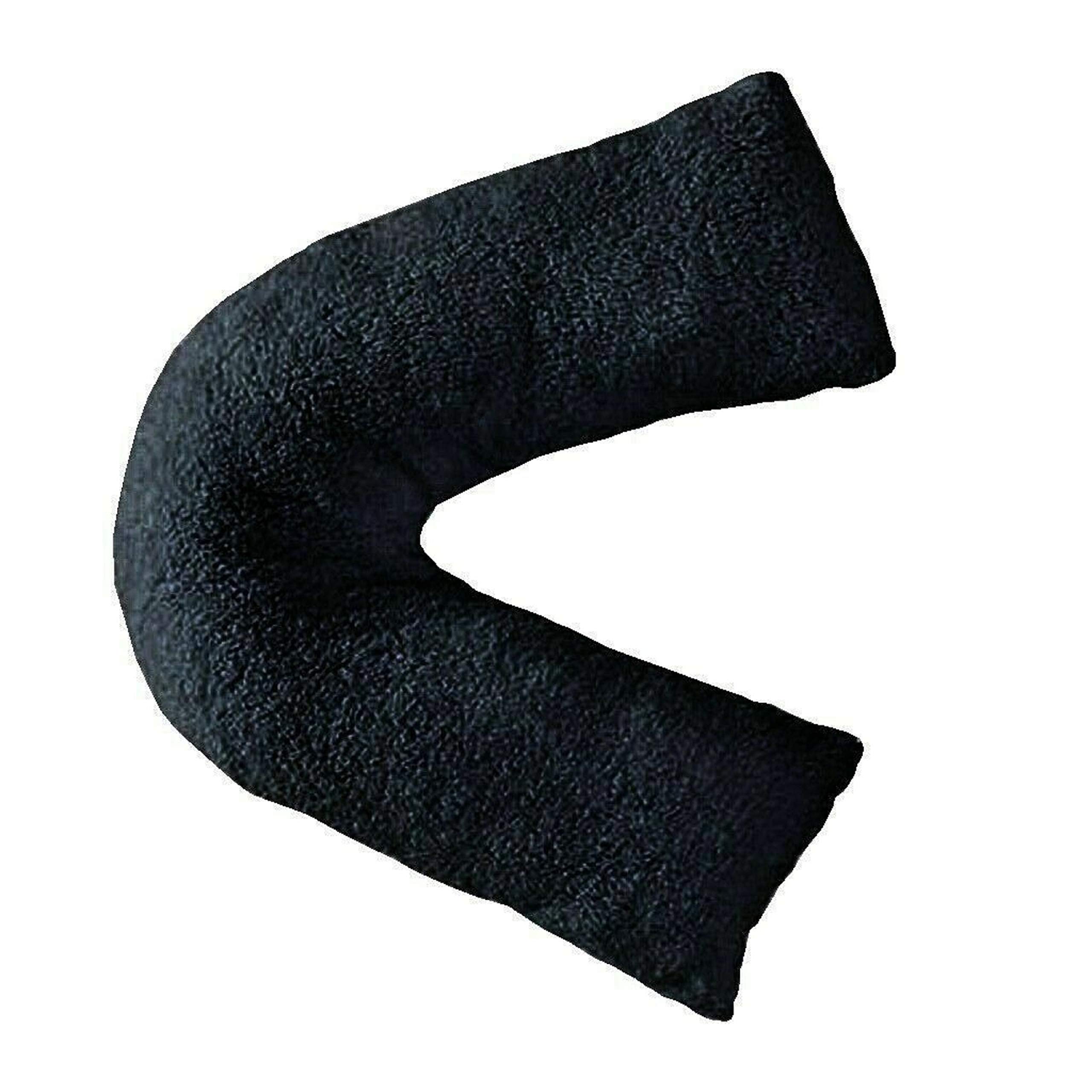 NIGHTZONE Teddy V Shaped complete pillow or Case for support Maternity, Neck, Back, Soft Warm Plush Cosy Fleece Cover (Teddy V Pillow Black, Complete Pillow)