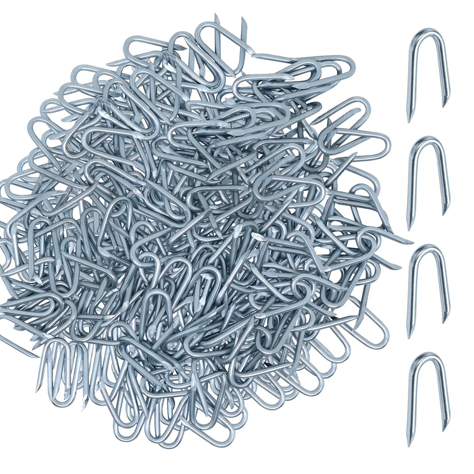 300 Pcs U Nails for Fencing Staples, Galvanised U Shaped Nails, Wire Fence Nailss, Garden Staples for Wire Mesh Fencing Pins Fasteners