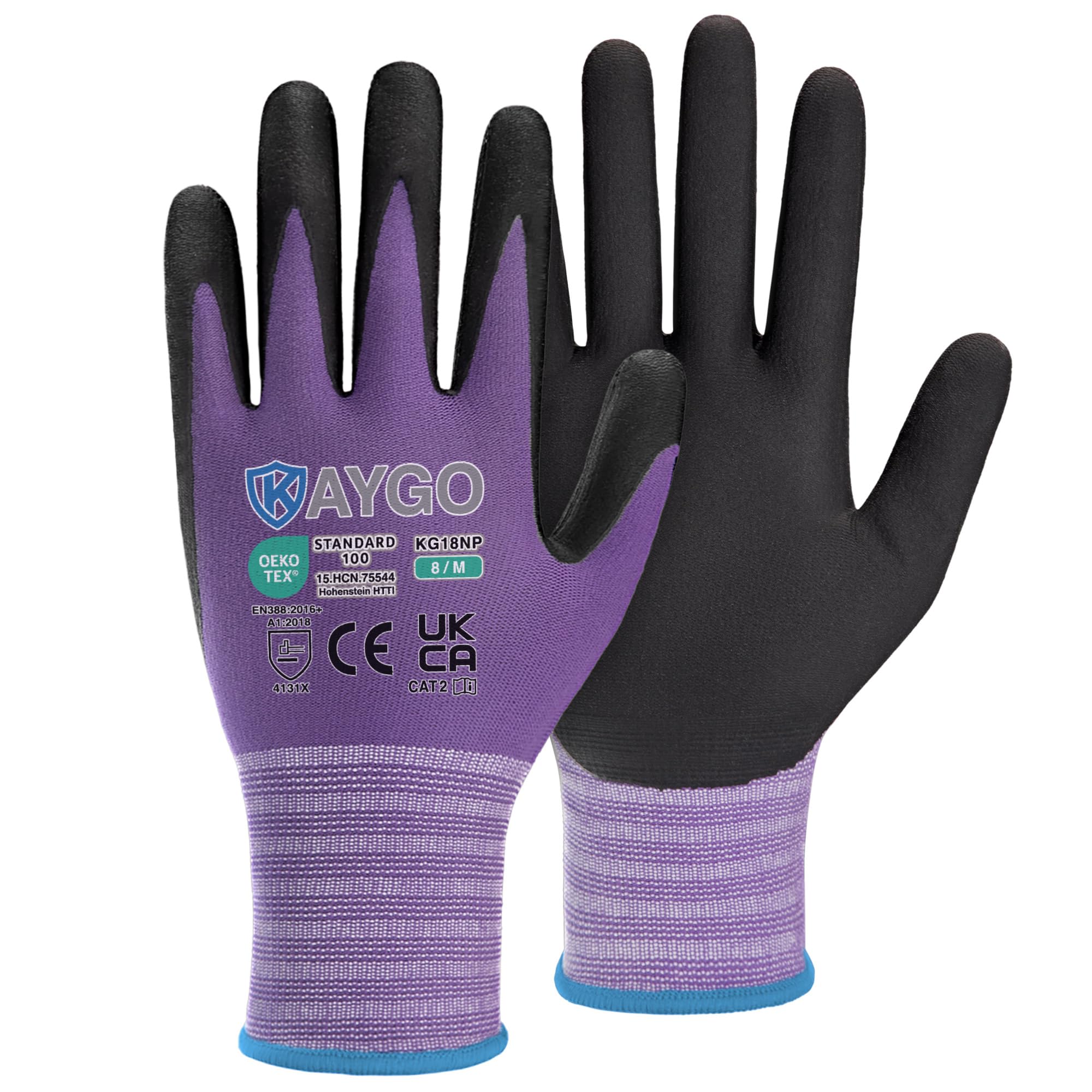 KAYGO Micro Foam Nitrile Coated Work Gloves 3 works, Nylon Liner, Breathable and Flexible, Light Oil Grip