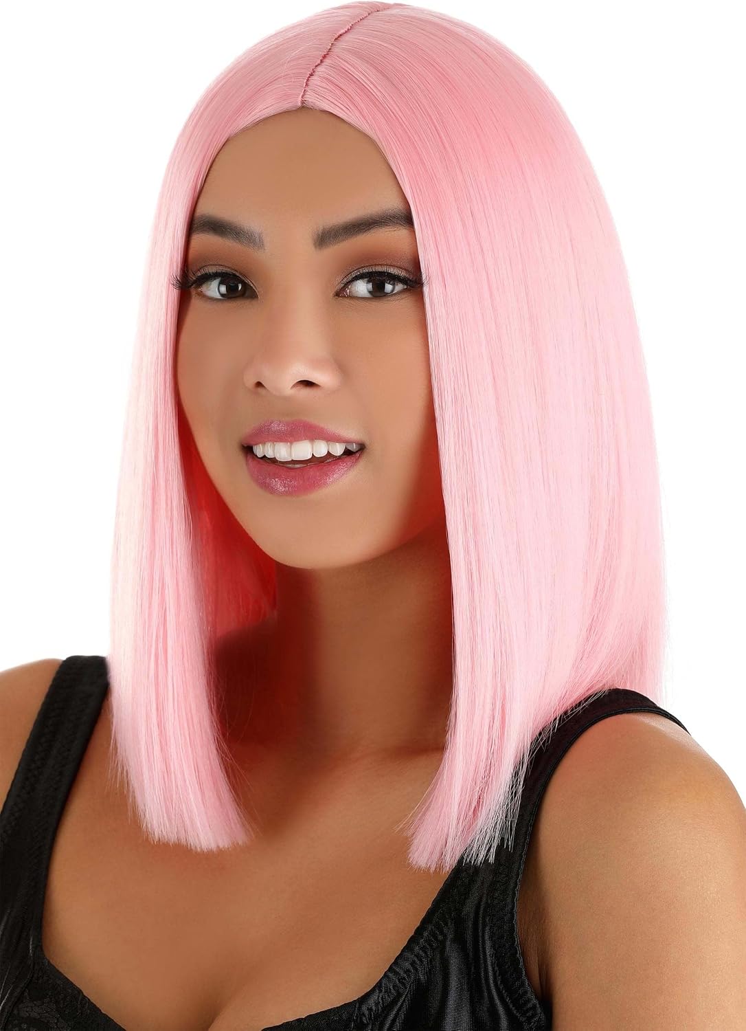 Fun Costumes Women's Light Pink Long Bob Wig Costume Accessory - Character Cosplay Wigs for Women, Pink (Standard)