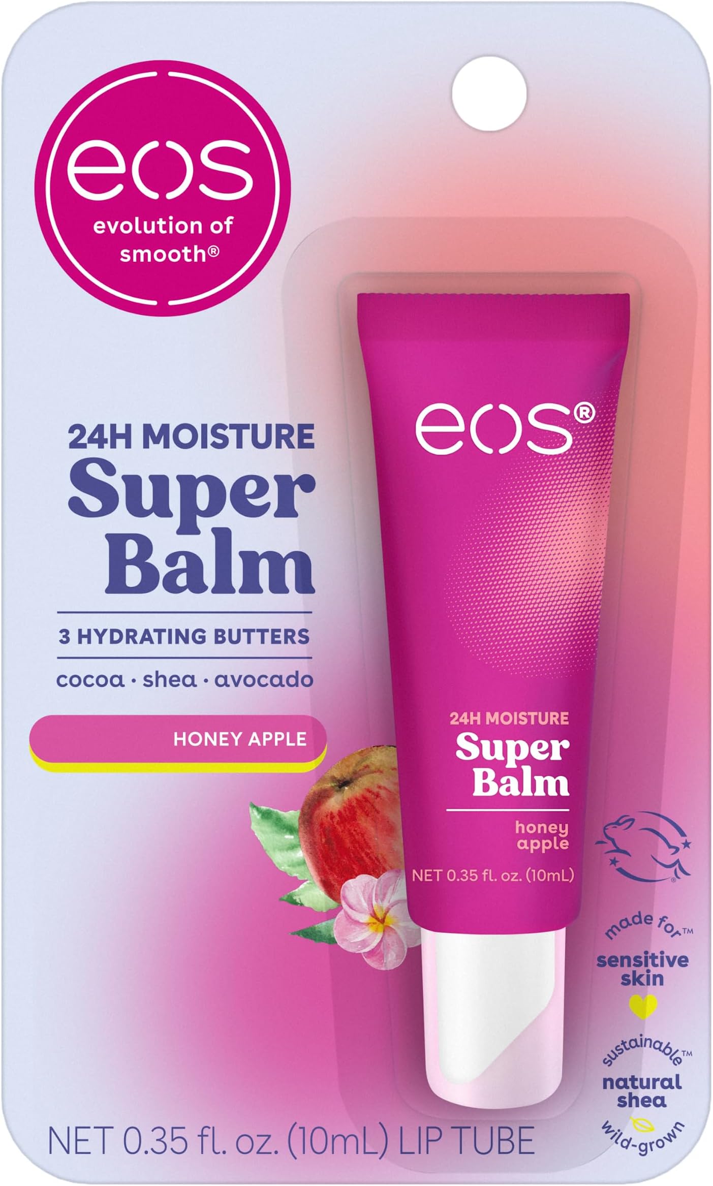 24H Moisture Super Balm- Honey Apple, Lip Mask, Day or Night Lip Treatment, Made for Sensitive Skin, 0.35 fl oz