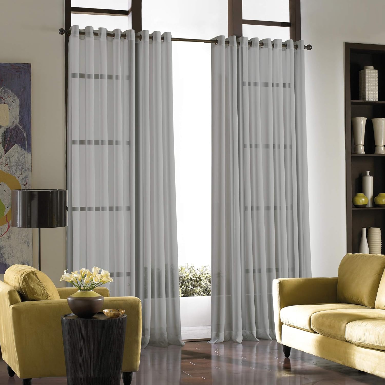 Amazon.com: Curtainworks Soho Voile Sheer Grommet Panel, 59 by 108 ...