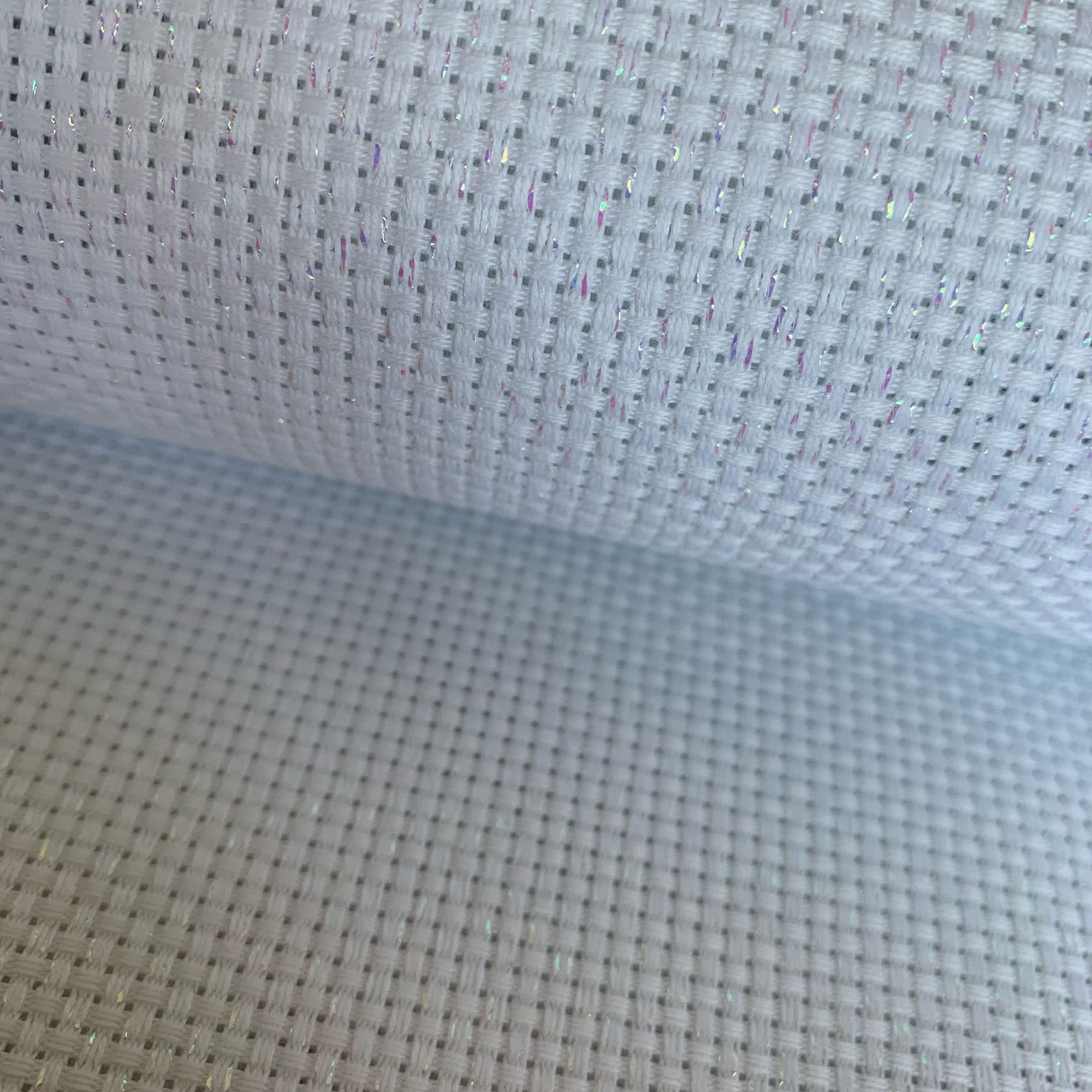 11CT Iridescent Sparkling Aida Cloth Light Reflecting Embroidery Cross Stitch Fabric, W29" x L39"