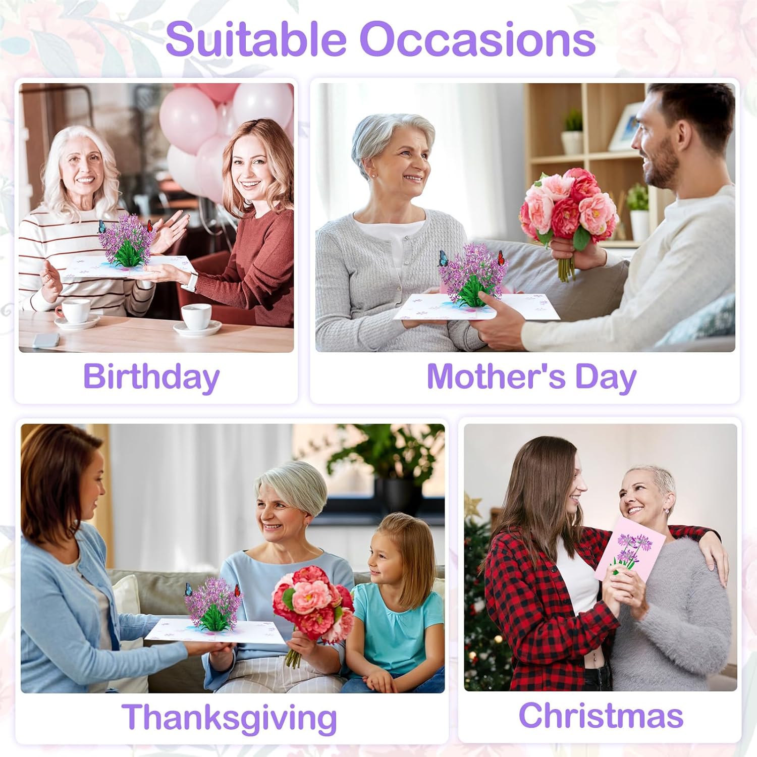 Flower Birthday Cards for Women - 3D Paper Flower Pop Up Card for Anniversary, Get Well, Thank You, Just Because, All Occasions, Gift for Mom Daughter Wife Grandma - Image 6