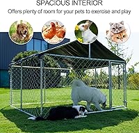 Vista 3 de Jaula grande para perros al aire libre, malla de casa de perrera resistente, valla de acero para perreras con cierre seguro