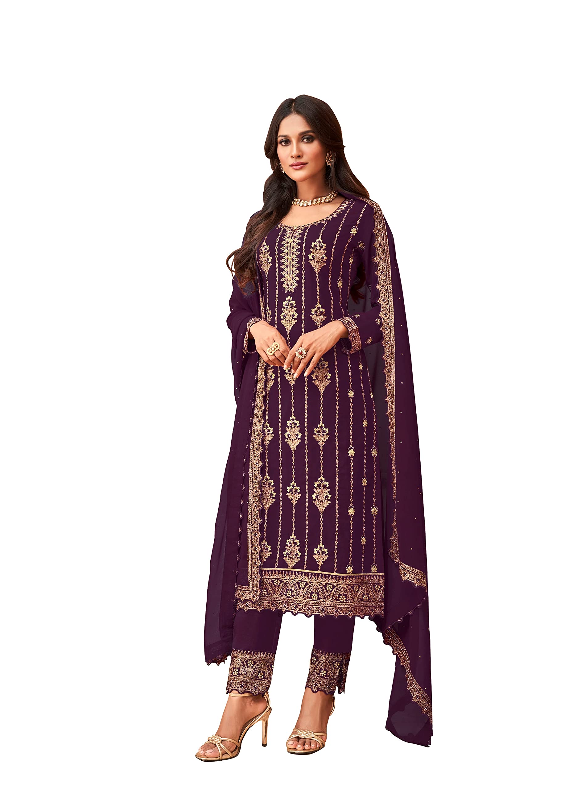 Prija Collection Ready to Wear Indian Pakistani Ethnic Wear Designer Straight Salwar Kameez Pant Suit for Womens