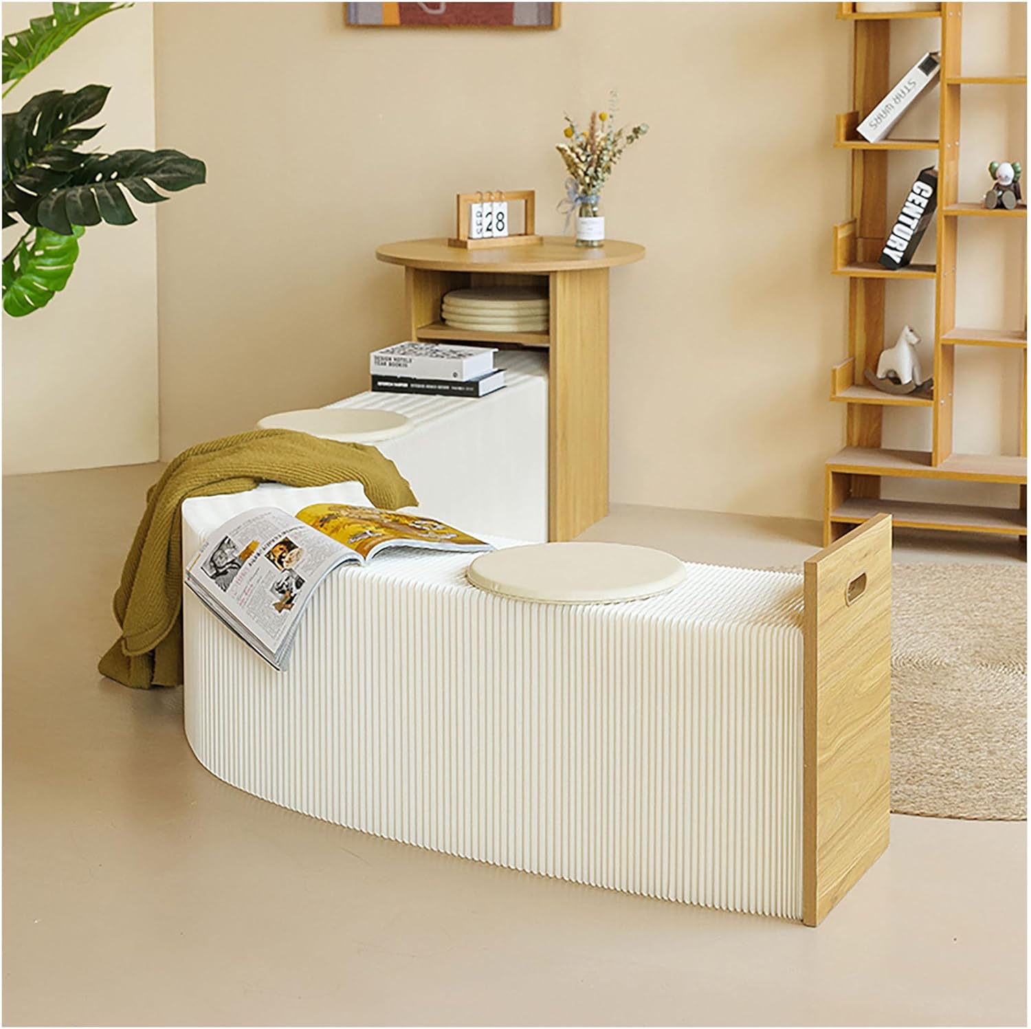 オールドカリモク karimoku ストライプ モケットアームレスシングル