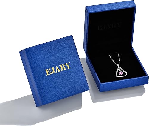 Miniatura 7 de EJARY Collar con colgante de corazón para mujer, plata de ley 925, collar de cadena de circonita cúbica, piedra natal, regalo de cumpleaños para ella