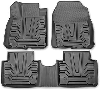 Richeer Floor Mats Compatible with 2017 2018 2019 2020 2021 CRV, Black Heavy Duty TPE All Weather Protection Floor Mat Liner 1st and 2nd: Front Left and Right & Rear with Full Set Liners