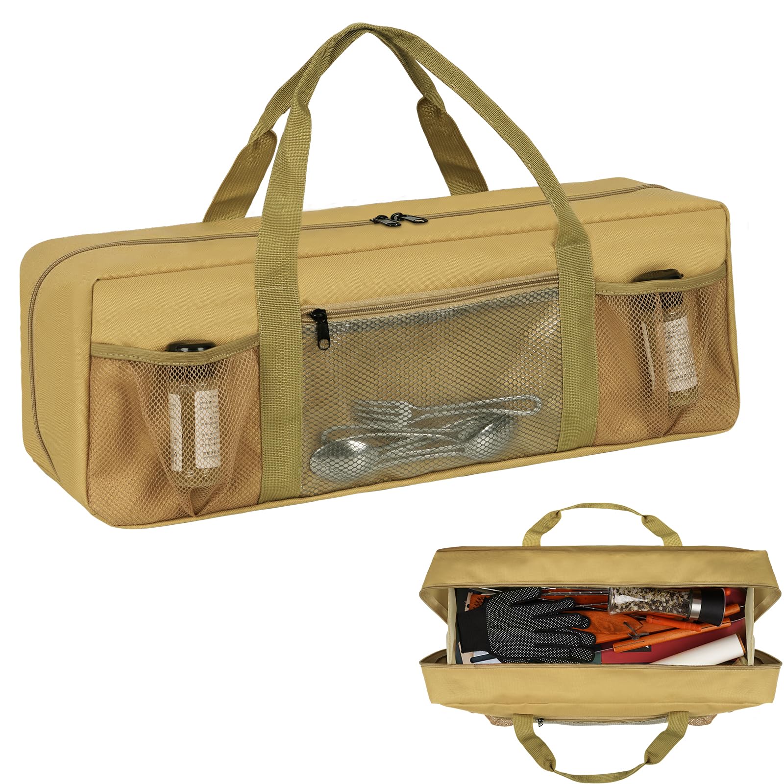 Grill Tool Storage Bag BBQ Grill Utensil Accessory Storage Brown
