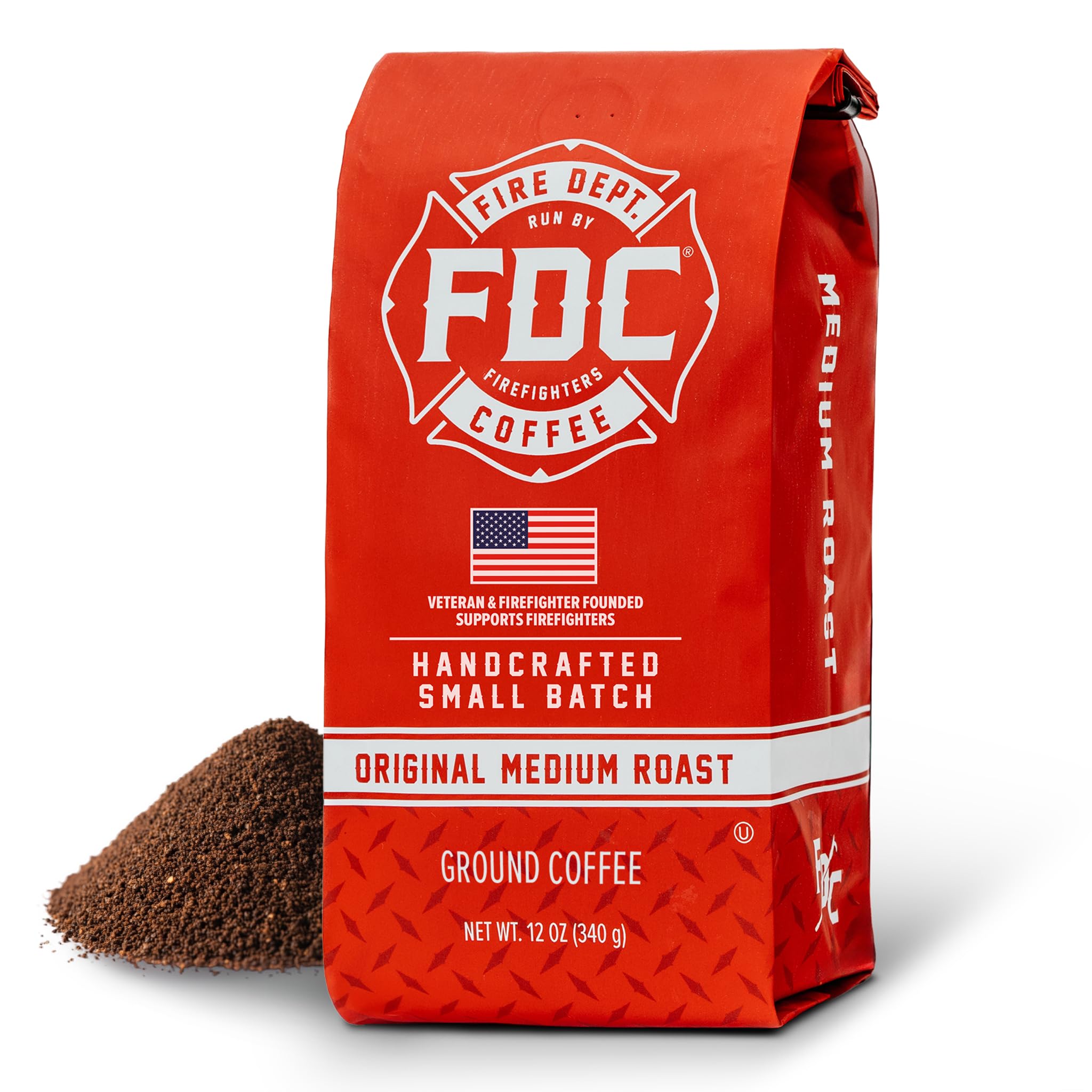 Fire Department Coffee - Oddaje strażakom - Zrównoważona i gładka oryginalna średnia palona kawa mielona - palona w USA - własność weterana - 350 ml