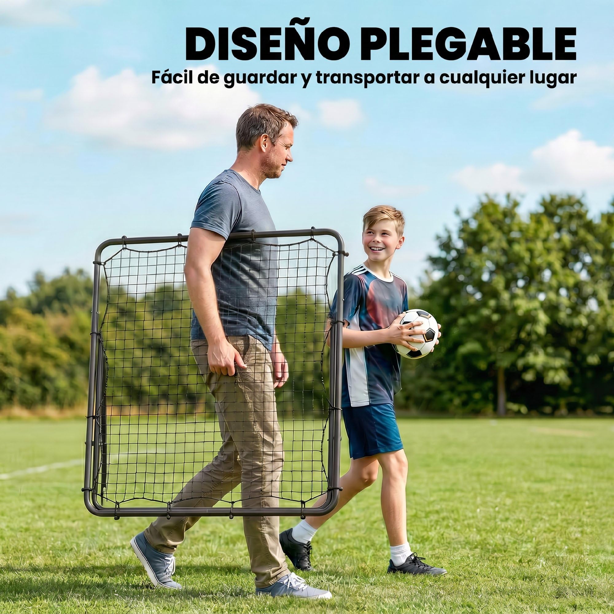 SPORTNOW Red de Rebote Plegable, Reboteador de Fútbol Ángulo Ajustable de 5 Niveles, con Tubo de Acero, Fácil de Instalar, para Entrenamiento de Fútbol, 120x73x112 cm, Negro