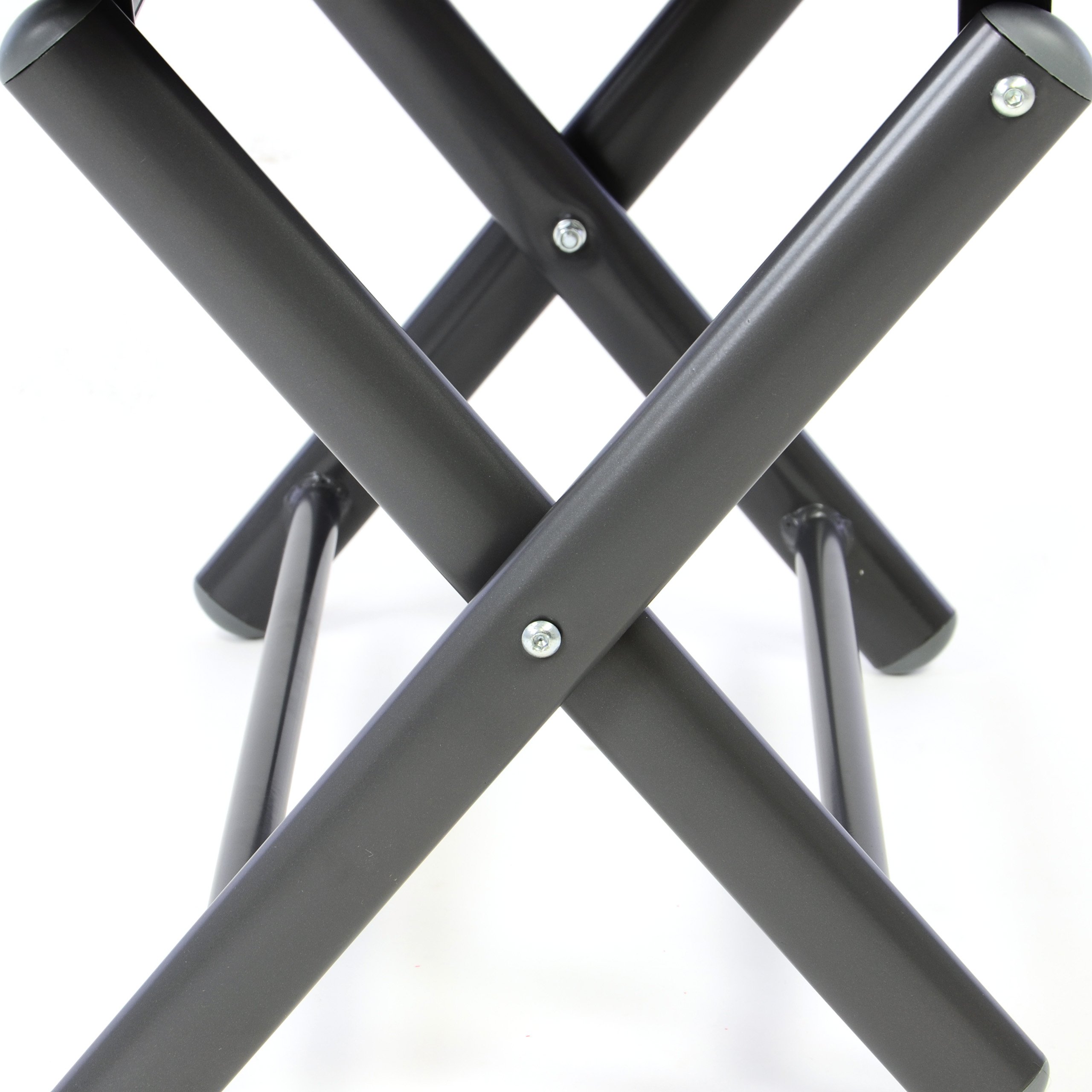 Nexos Trading Klapphocker aus Aluminium mit Textilene - Campinghocker Sitzhocker klappbar - Sitzhöhe 40 cm - Schwarz Dunkelgrau - für Garten Balkon Terrasse