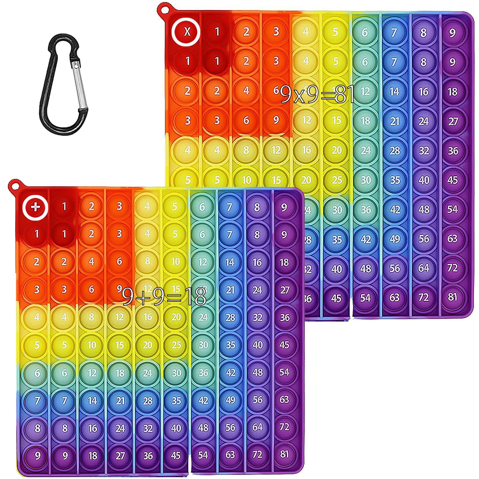 Pop it Rainbow deska do mnożenia, Push Pop Bubble Fidget Sensory Toy, silikonowa zabawka antystresowa, mnożenie dla dzieci, zabawka edukacyjna dla dzieci