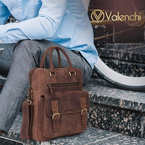 Miniatura 6 de Bolso bandolera de cuero auténtico, llevar en la mano o sobre los hombros, para el trabajo, viajes o universidad