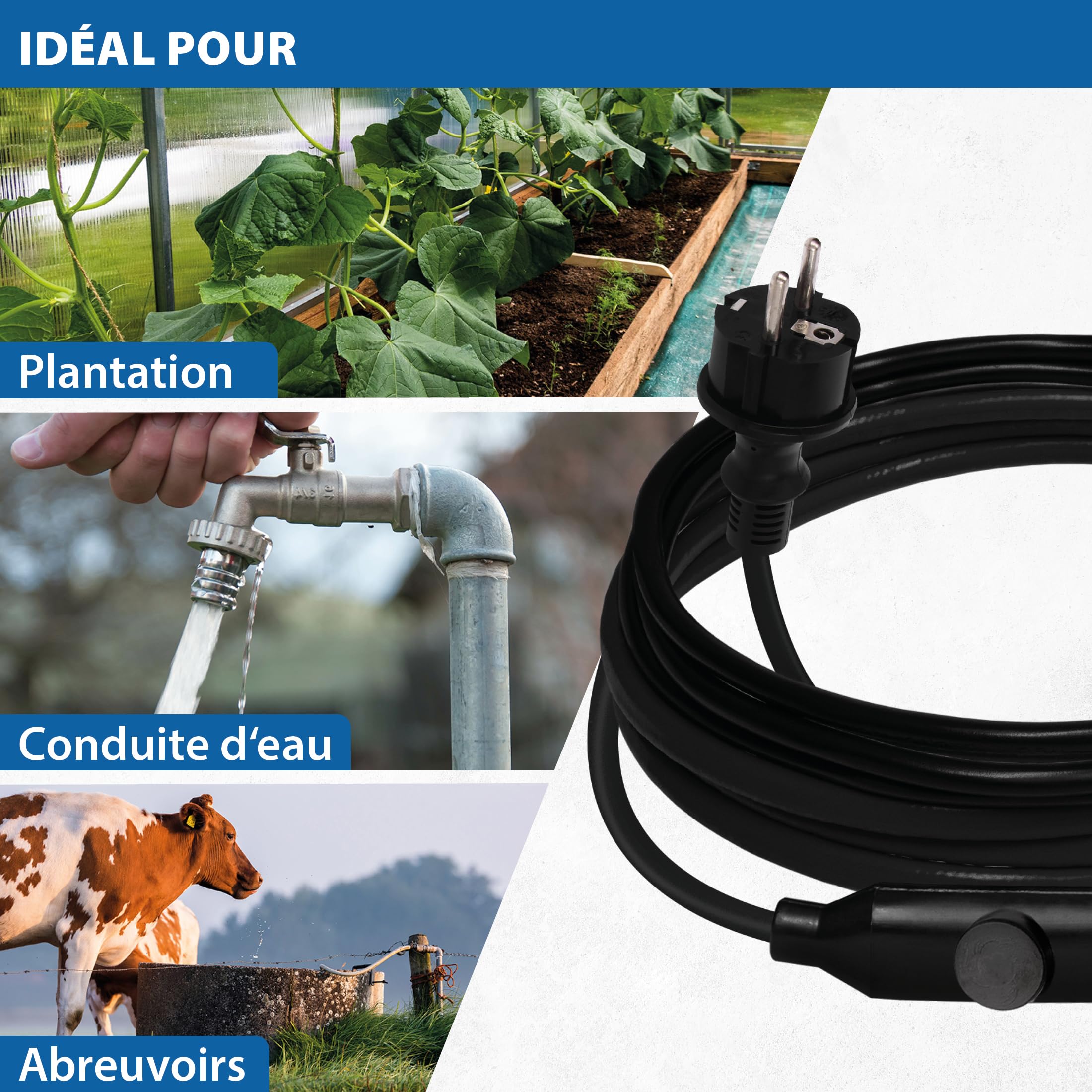 Kit complet de chauffage 6 m avec fiche de protection individuelle et bande d'étanchéité