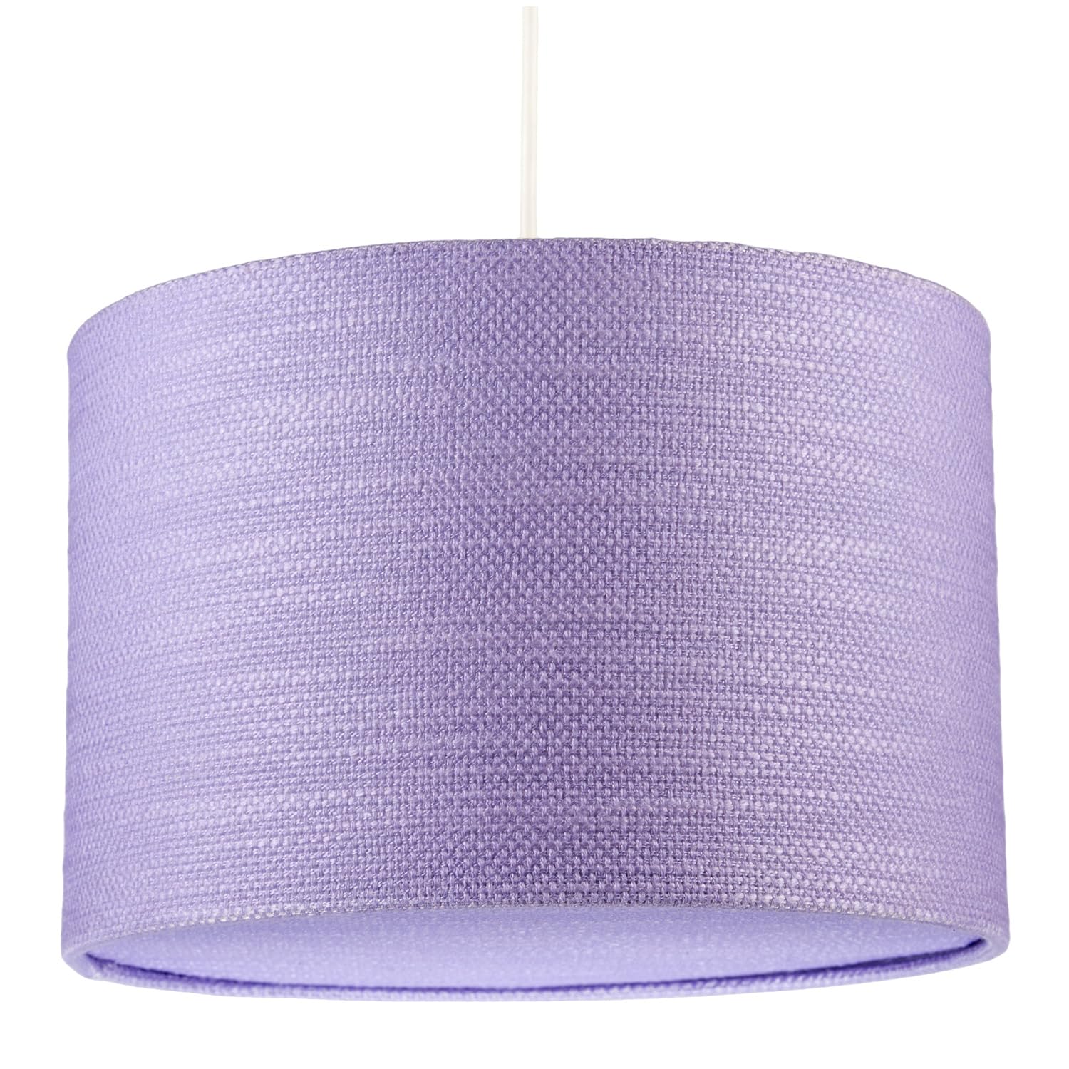 Modern Lavender Rose Textured Linen Fabric Pendant Light Shade with Round Diffuser Plate | Contemporary Design | 30cm x 20cm | White Cotton Lining by Happy Homewares