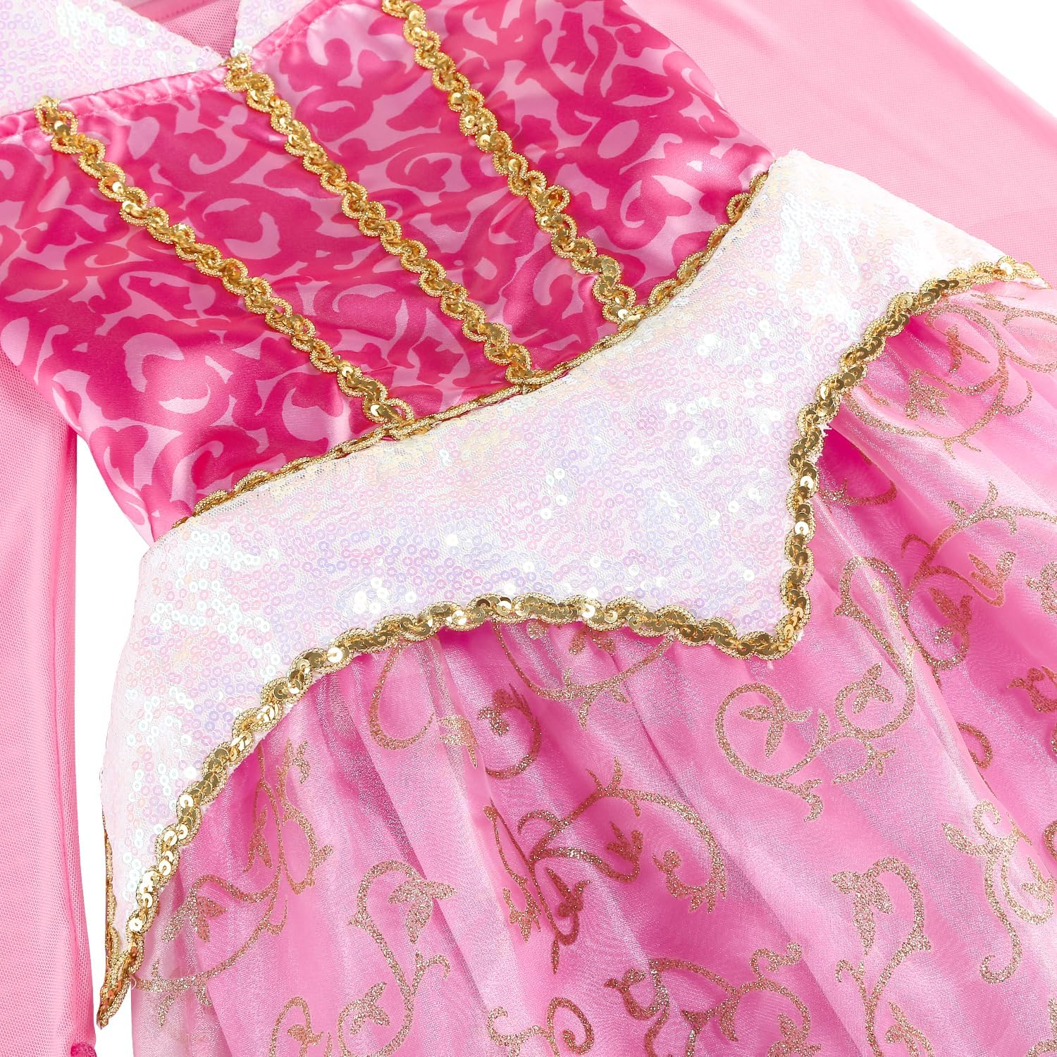 Pink Princess Dress for Girls Sparkling Princess Costumes Fancy Halloween Dress Up for Cosplay Carnival Party - Image 6