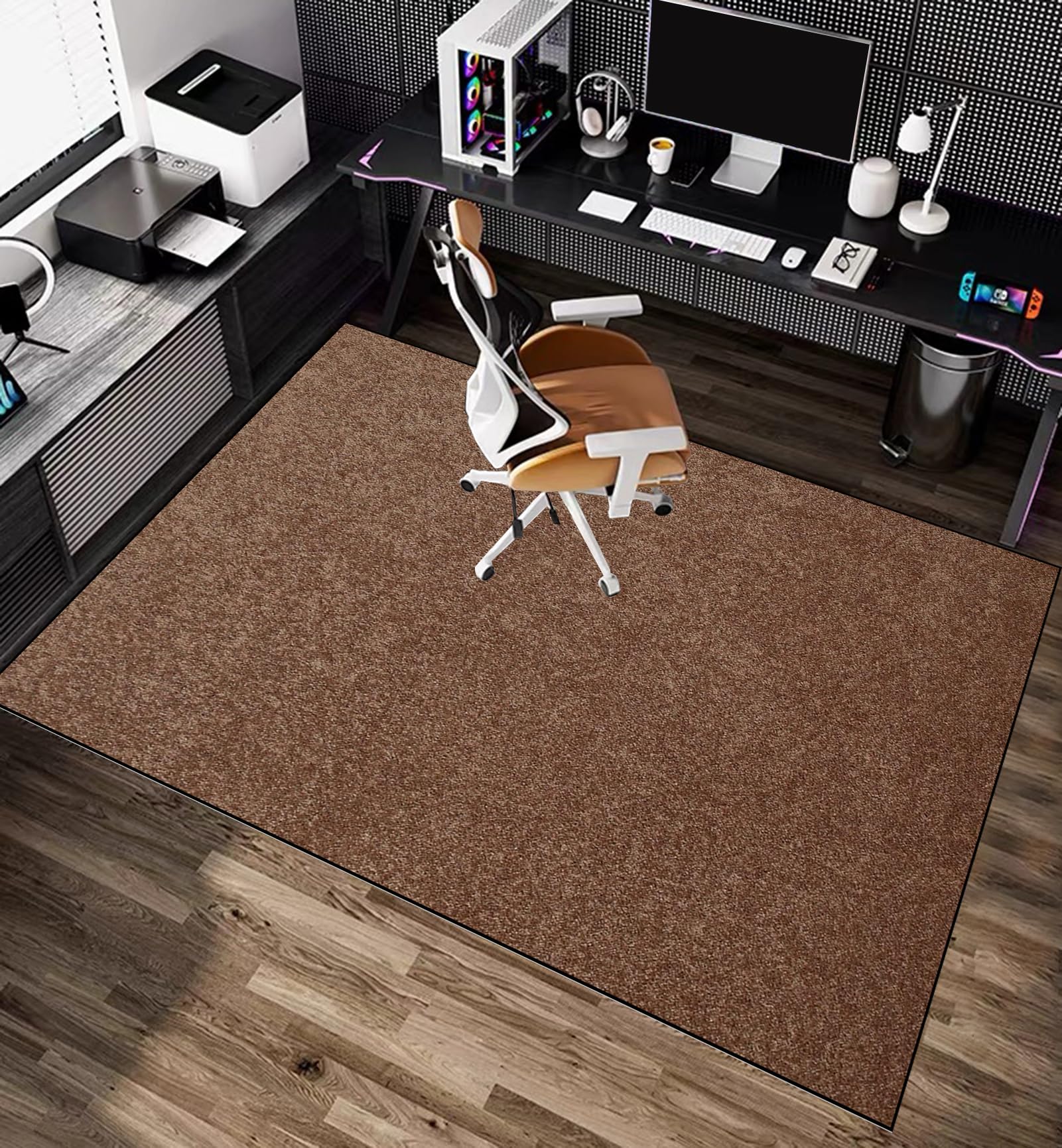 Alfombra Silla Oficina Gaming 120 x 140 cm, Protector Suelo Silla Ruedas, Alfombrilla de Protección para Suelos Duros, Protector Suelo Silla de Escritorio, Tapete Protector de Suelo antiarañazos
