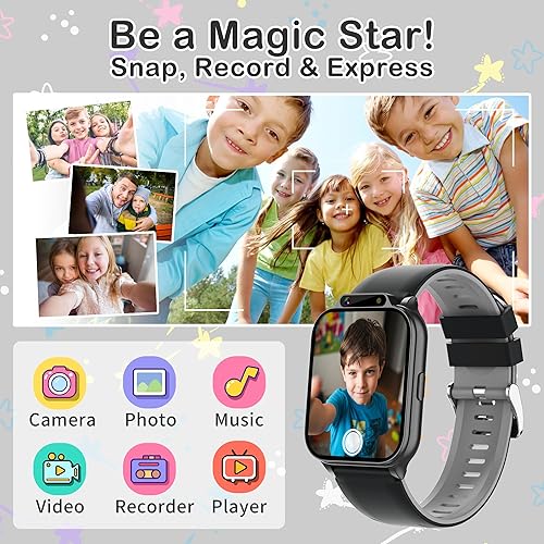 Miniatura 7 de Reloj inteligente impermeable para niños con rastreador de actividad deportiva, podómetro Heartrate SpO2, monitor de estrés, linterna, aplicación