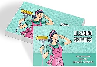 lepni.me Tarjetas de Visita Personalizadas para servicios de limpieza y Higienistas con Nombre, Teléfono y Correo electrónico Personalizado Mate Brillante Cara frontal/Cara posterior