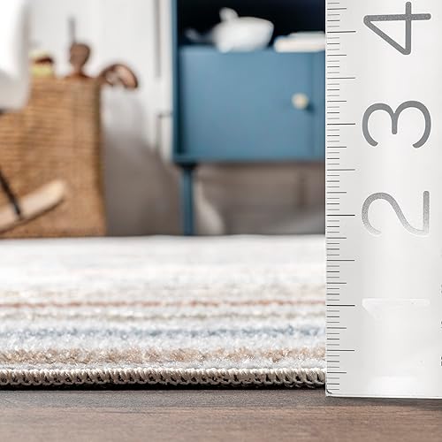 Miniatura 6 de nuLOOM ROS Striped Columns Alfombra lavable a máquina, 8x10, beige