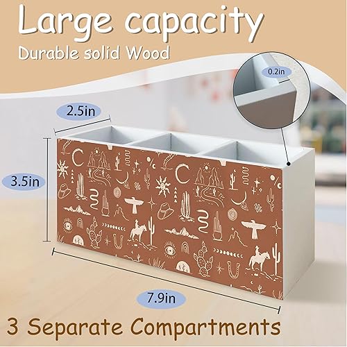 Miniatura 2 de Portalápices retro occidental marrón para la escuela, escritorio de oficina en casa, regalos occidentales para mujeres y hombres, soporte para