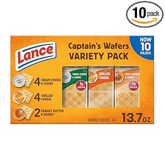 Lance Sandwich Crackers, Captain's Wafers, Variety Pack, 10 Individual Packs, 6 Sandwiches Each