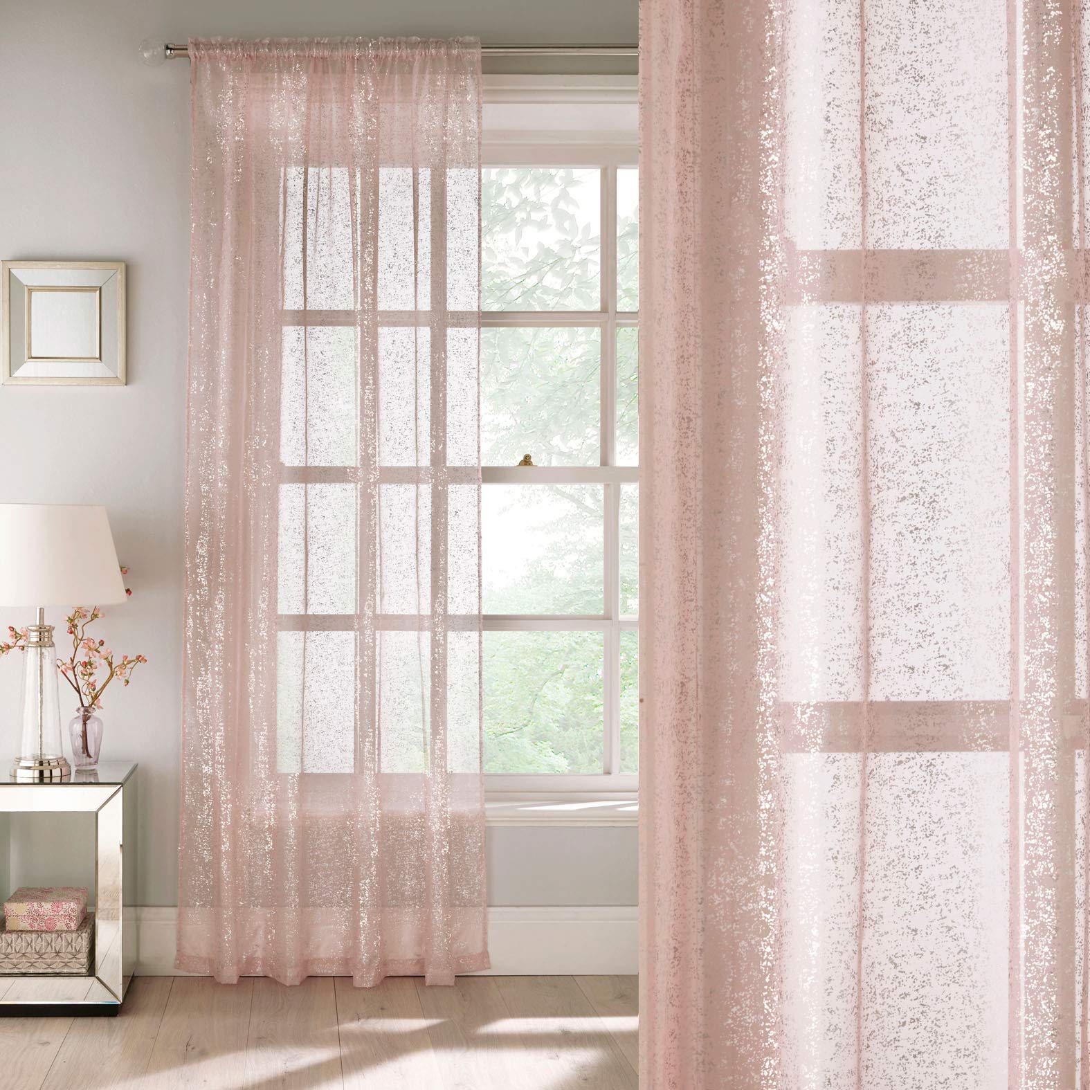 Tyrone Textiles Pandora Voile Panel 140cm x 122cm, Blush