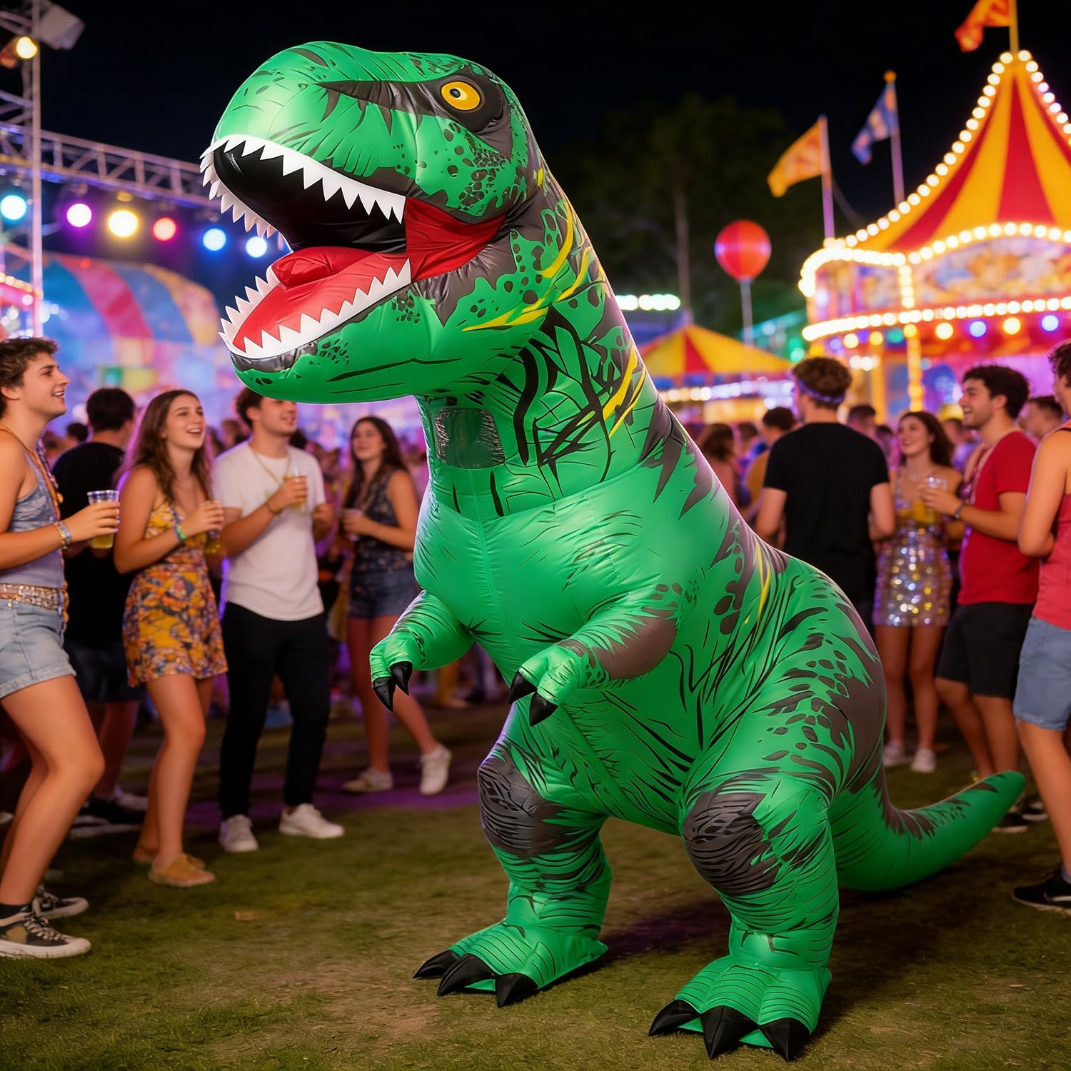 JASHKE Nadmuchiwany kostium dinozaura dla dorosłych, nadmuchiwany kostium dinozaura, kostium na Halloween, fantazyjny strój dla dorosłych