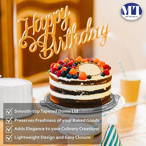 Miniatura 7 de MT Products Contenedor de plástico PET para tartas, 5 piezas con cubierta transparente para una visibilidad óptima del producto para pastel redondo