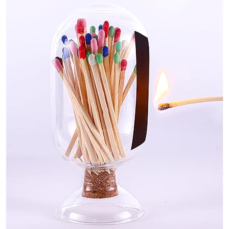 Glass Match Cloche with Striker, Glass Match Holder with Striker, Matches In a Jar with Striker, Match Striker Jar for Fancy Bathroom Match-No Matches