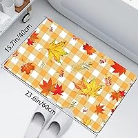 Vista 2 de MEHOFOND Tapete de baño de hojas de arce otoñal, alfombra de baño de Acción de Gracias, alfombra de baño a rayas amarillas, alfombras de baño