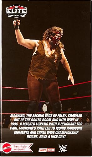 Miniatura 2 de Ringside Mankind (marrón) - Figura de acción exclusiva de lucha libre de juguete de WWE Elite