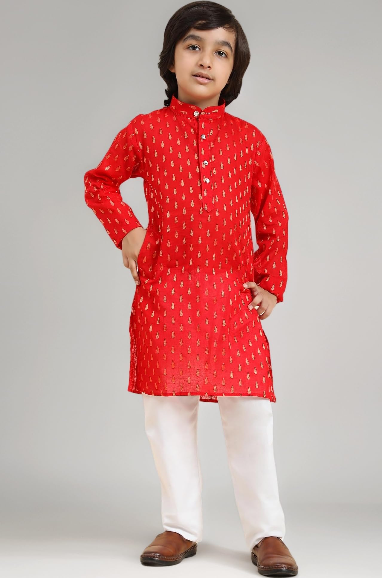 Pro-Ethic Style Developer Boy's Cotton Printed Kurta Pajama For Kid'S s Traditional Dress Kurta Pajama Set
