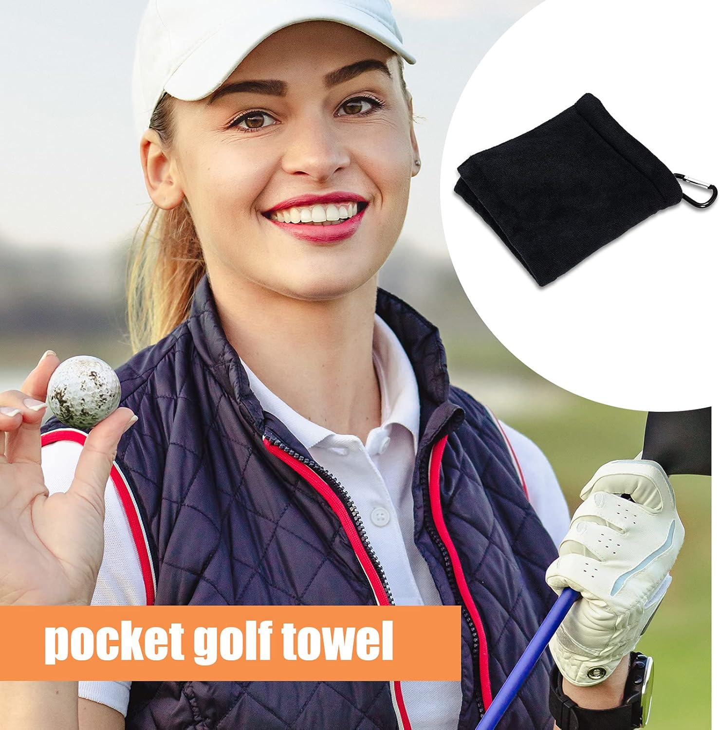 review Golf Ball Towel 5.5 x 5.5 Inch Black Golf Wet and Dry Golf Towel Pocket Golf Towel with Clip Ball Towel Golf Ball Towel for Golf Course Exercise Towel (3 Pieces)