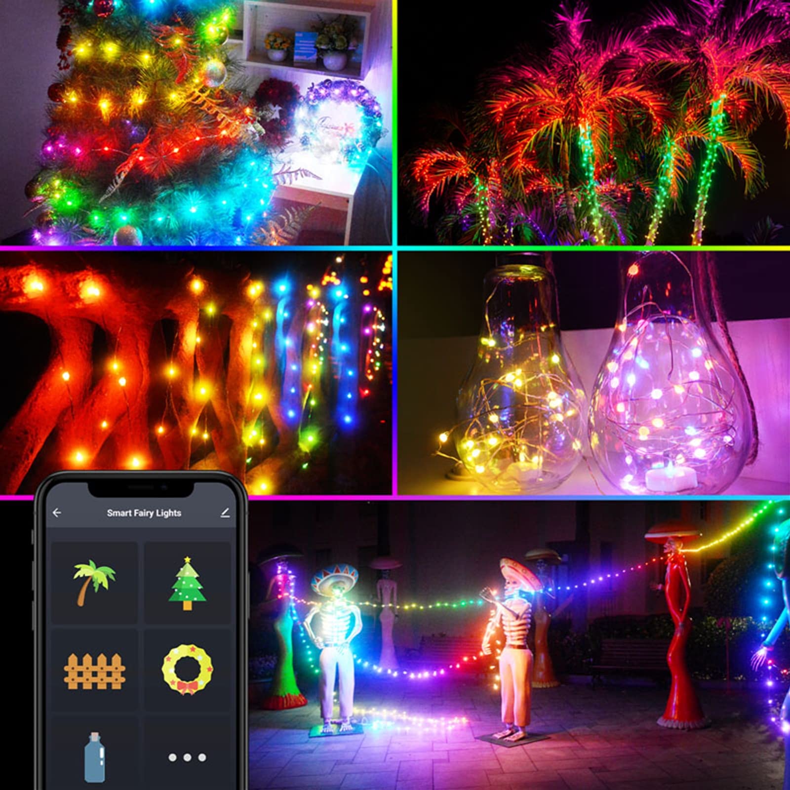 Luces LED inteligentes de hadas 5 m RGB USB de carga LED tira de luces Alexa Google Home Control IP66 impermeable hogar y decoración exterior